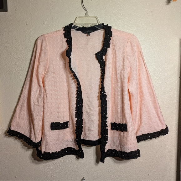 Ming Wang Pink Jacket with Black Trim Size Xl Pre-owned - Picture 1 of 7